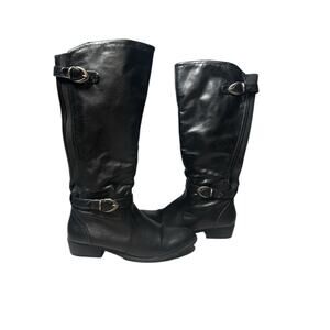 BareTraps Black Wide Calf Riding Boots 9.5M Buckle
Elastic Panel Comfort